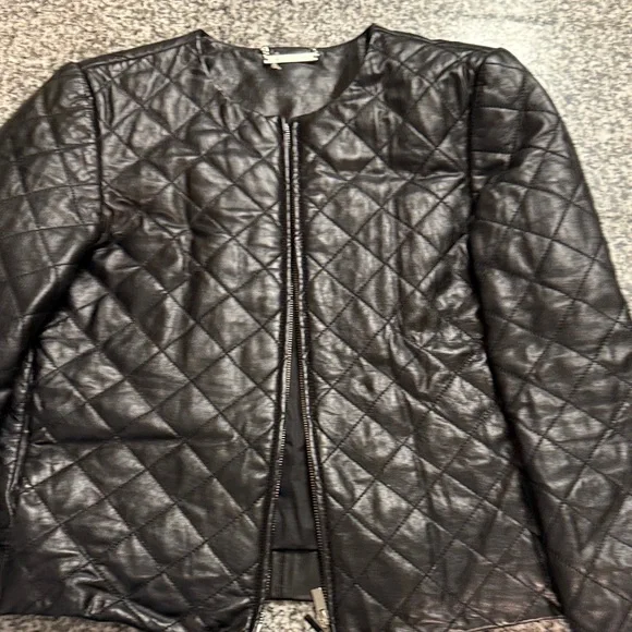 Black Quilted Leather Jacket - Picture 1 of 8